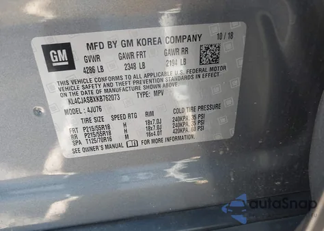 2019 Buick Encore Fwd Preferred z USA, uszkodzony, nr VIN KL4CJASBXKB762073